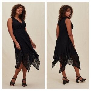 Torrid BLACK GEO LACE HANDKERCHIEF SKATER DRESS 6X